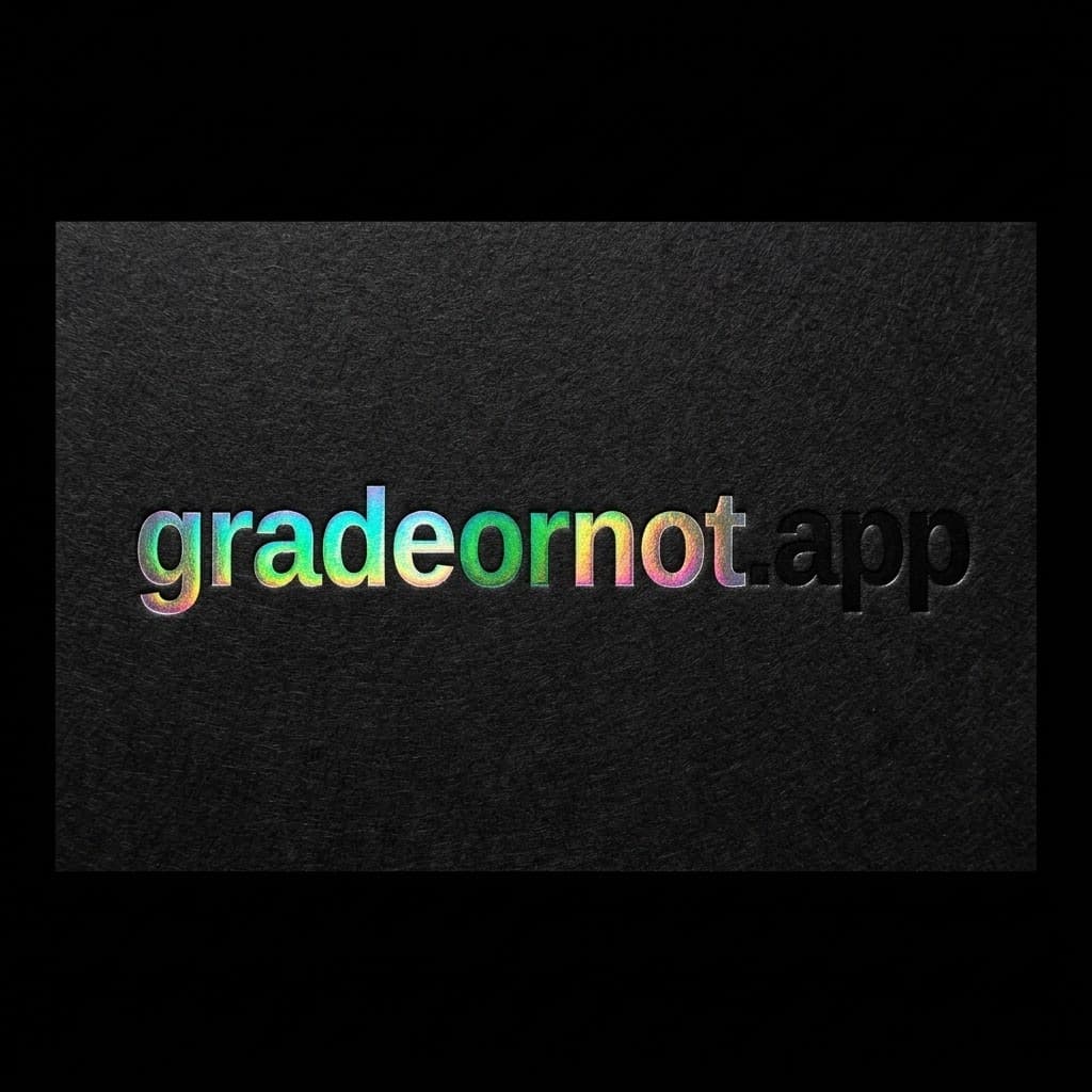 gradeornot.app foil stamped into black card stock